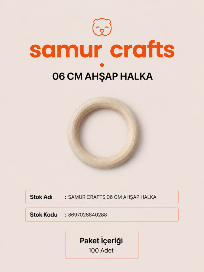 SAMUR CRAFTS,06 CM AHŞAP HALKA - GORA