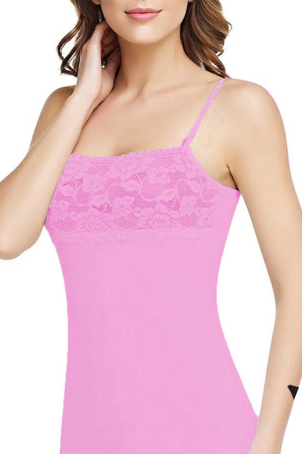 TUTKU,BAYAN ELASTAN GENİŞ DANTEL ATLET NO:L-XL PEMBE - Tutku