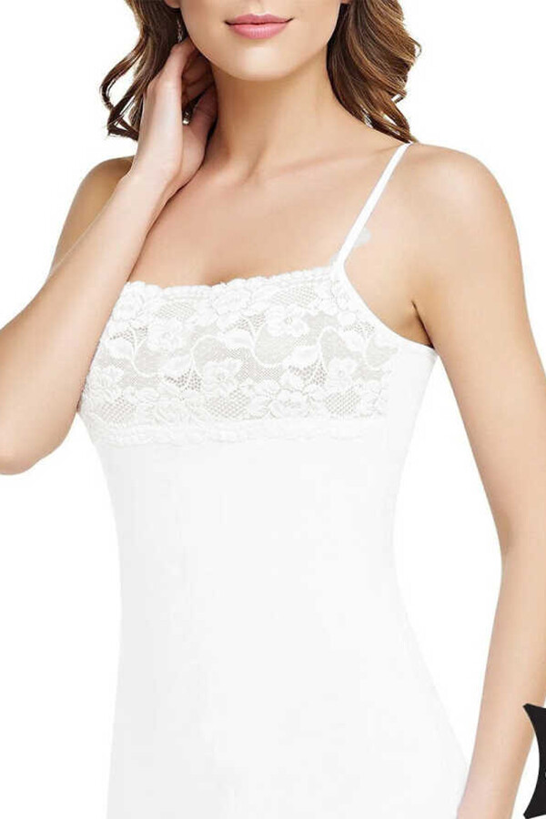 TUTKU,BAYAN ELASTAN GENİŞ DANTEL ATLET NO:S-M EKRU - Tutku