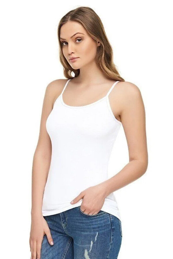 ELİT,BAYAN MODAL ELASTAN İP ASKILI ATLET NO:S BEYAZ - Elit