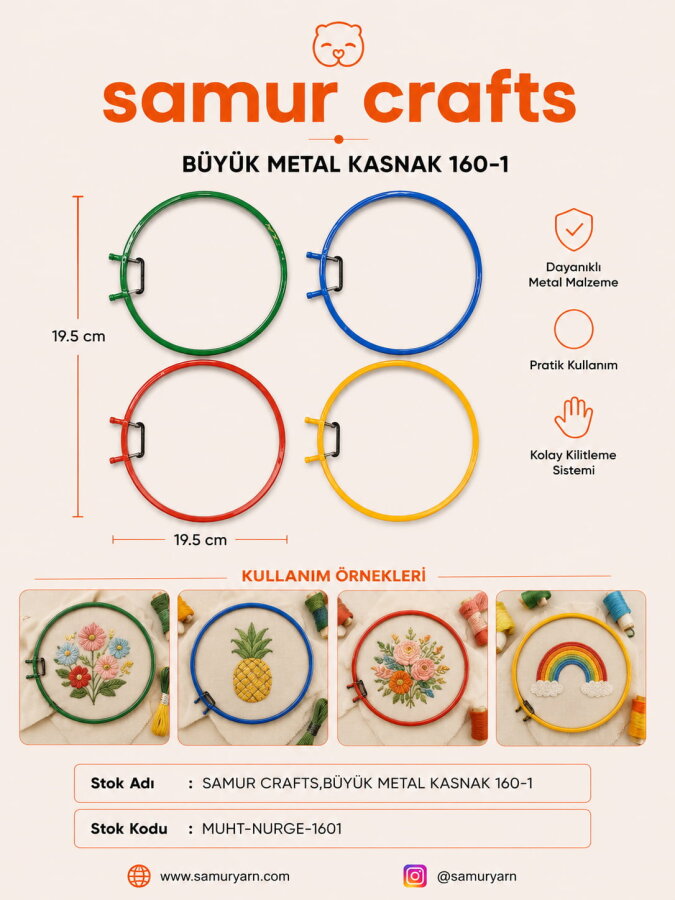 SAMUR CRAFTS,BÜYÜK METAL KASNAK 160-1 - NURGE