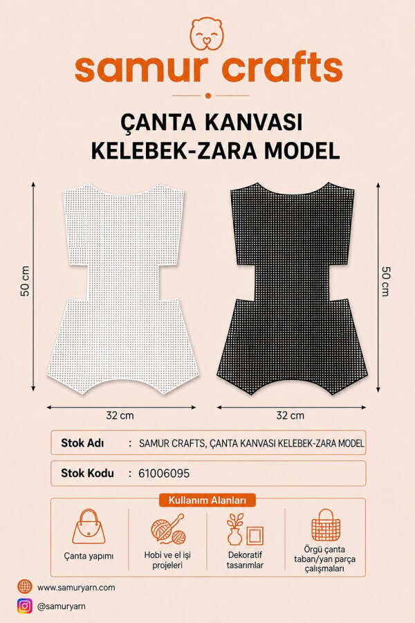 SAMUR CRAFTS,ÇANTA KANVASI KELEBEK-ZARA MODEL - GORA