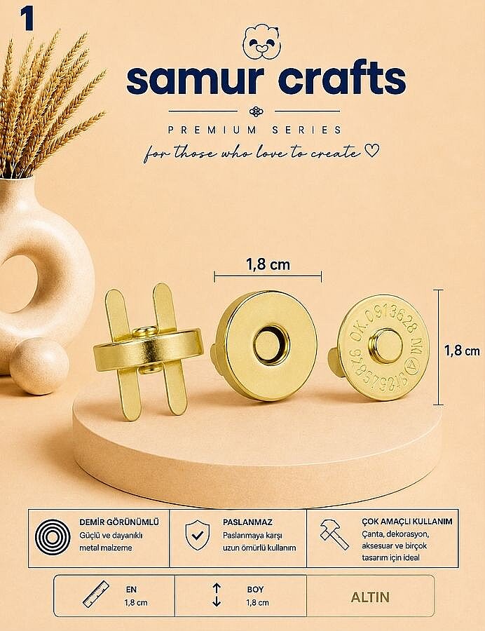 GORA,ÇANTA MIKNATISI GEÇMELİ (ÇITÇITLI) 18 MM - 