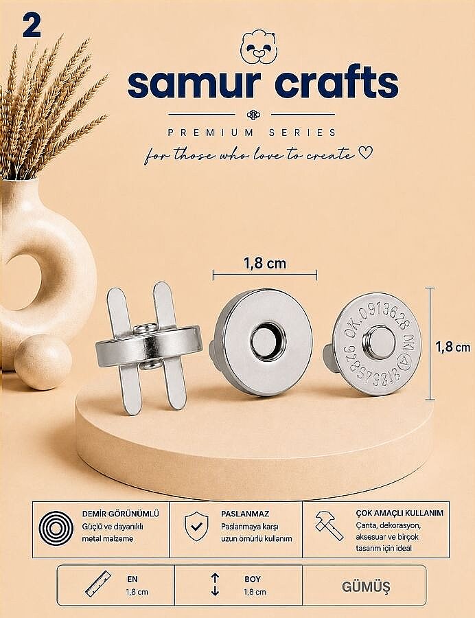 GORA,ÇANTA MIKNATISI GEÇMELİ (ÇITÇITLI) 18 MM - (1)