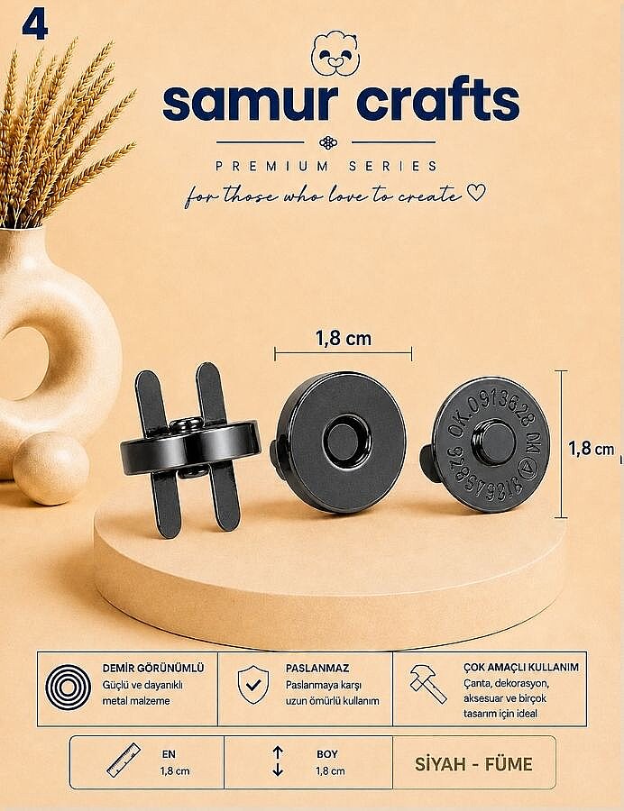 GORA,ÇANTA MIKNATISI GEÇMELİ (ÇITÇITLI) 18 MM - 4