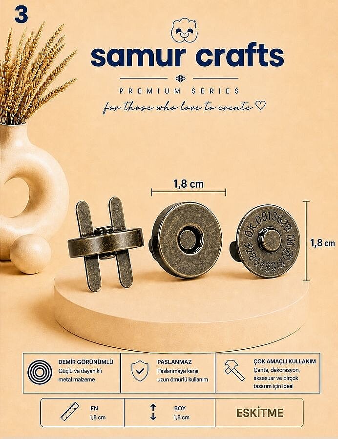 GORA,ÇANTA MIKNATISI GEÇMELİ (ÇITÇITLI) 18 MM - 3