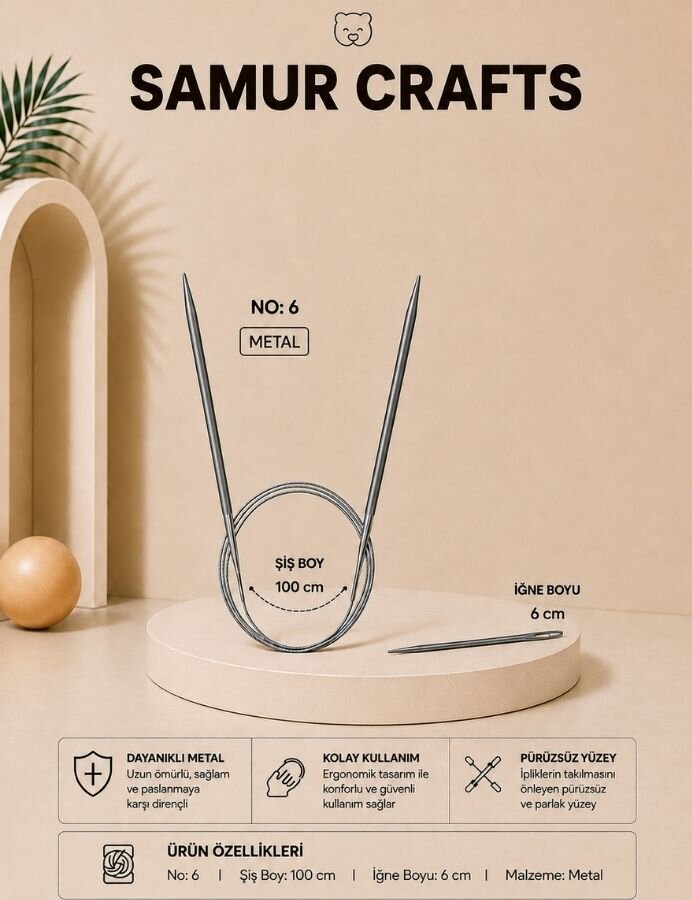 NAZARONE,100 CM ÇELİK MİSİNALI ŞİŞ NO:06 - NAZARONE