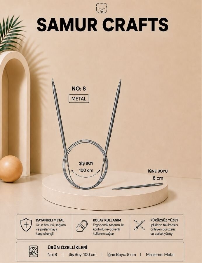 NAZARONE,100 CM ÇELİK MİSİNALI ŞİŞ NO:08 - NAZARONE