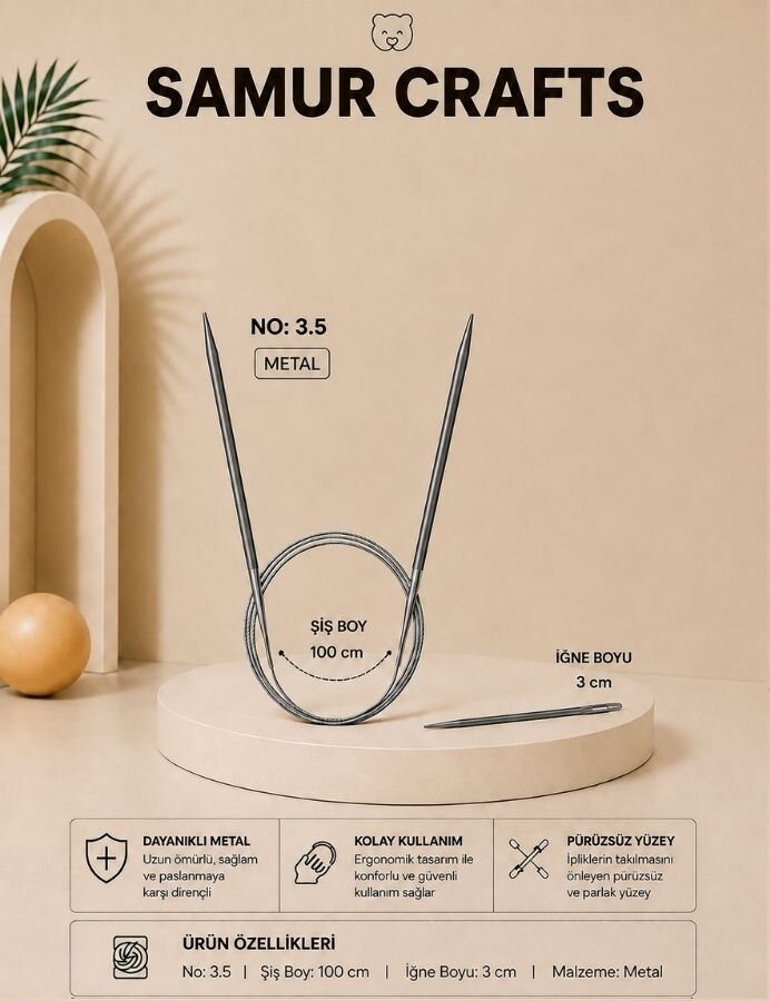 NAZARONE,100 CM ÇELİK MİSİNALI ŞİŞ NO:03,5 - NAZARONE