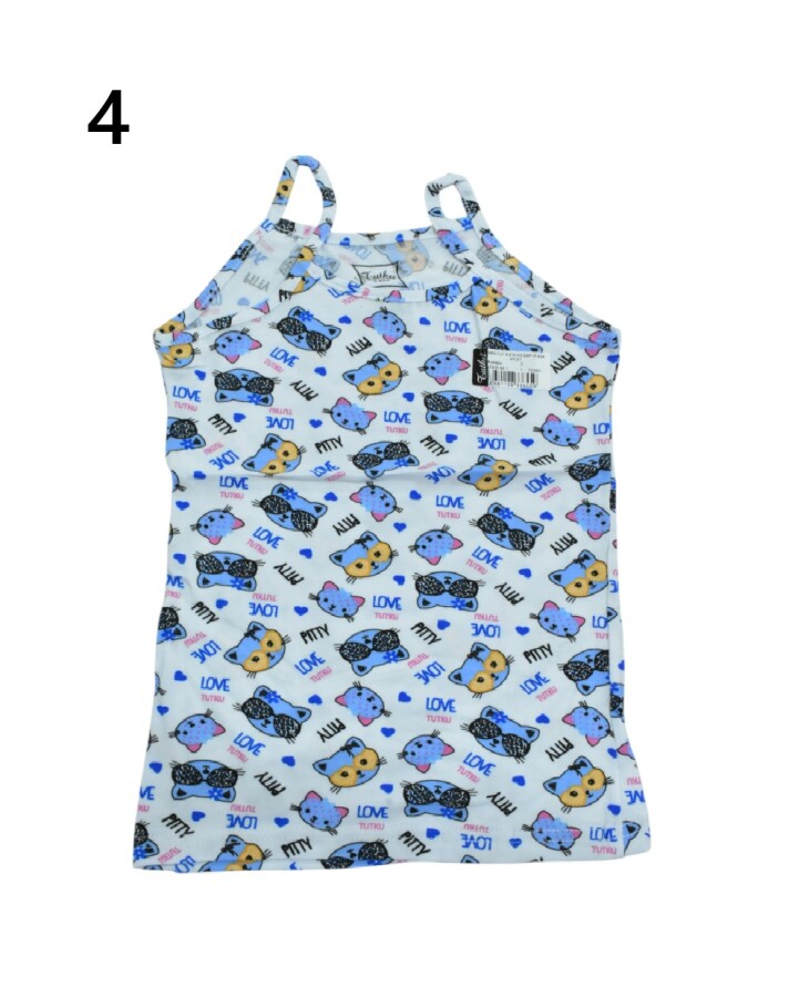 TUTKU,ÇOCUK KIZ ELASTAN EMPİRME İP ASKILI ATLET NO:3 - 4