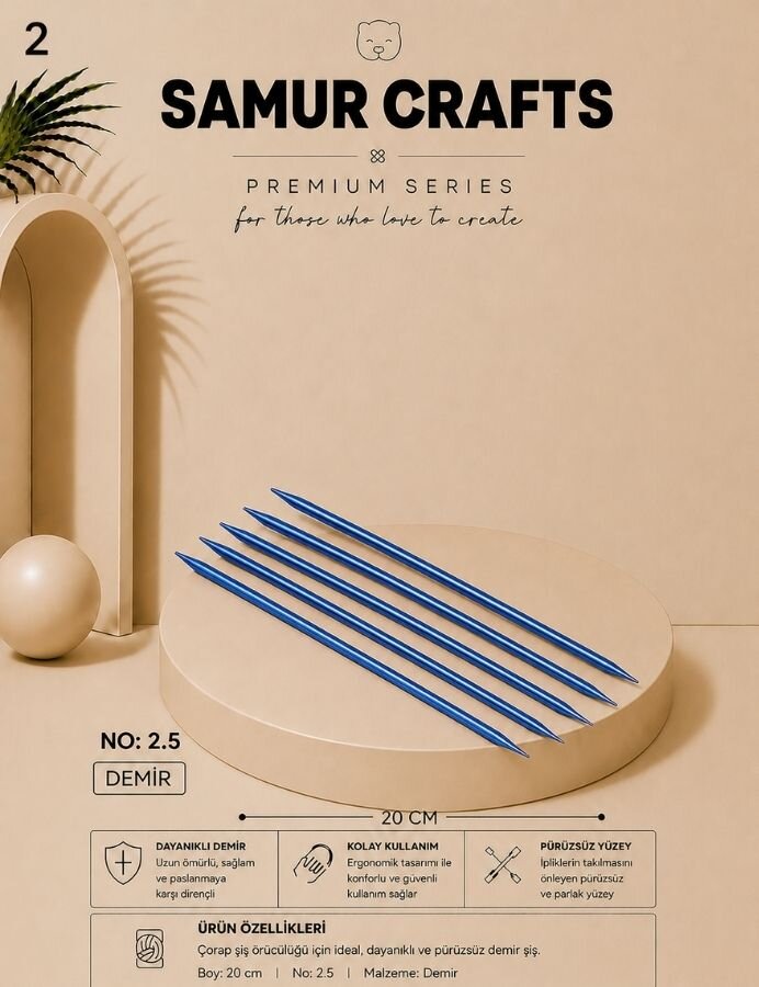 NAKO,15 CM 5Lİ ÇORAP ŞİŞ NO:02,5 NAKO - 3