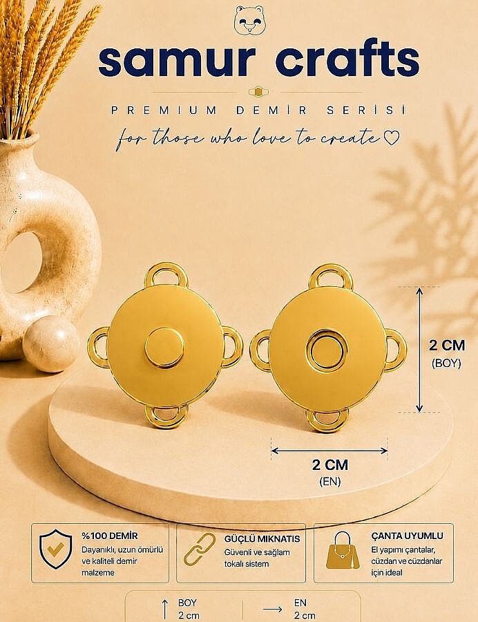 GORA,DİKMELİ ÇANTA MIKNATISI - GOLD - 1