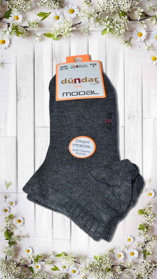 DÜNDAR,PLUS ÇOCUK MODAL PATİK (3-5-7-9-11) (8047)KOYU GRİ - DÜNDAR