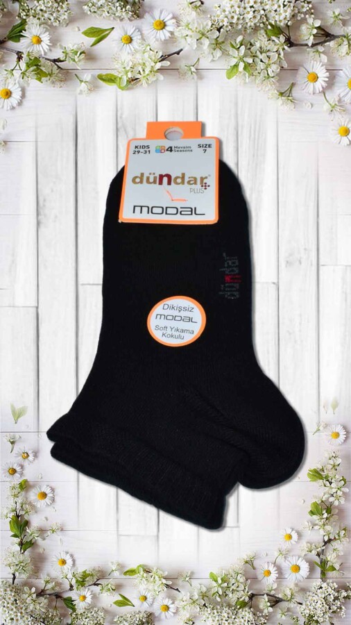 DÜNDAR,PLUS ÇOCUK MODAL PATİK (3-5-7-9-11) (8047)SİYAH - DÜNDAR