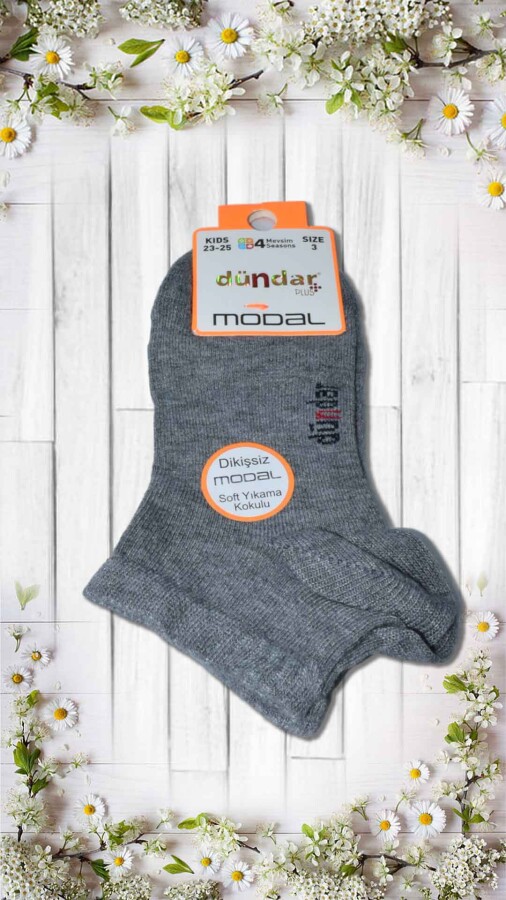 DÜNDAR,PLUS ÇOCUK MODAL PATİK (3-5-7-9-11) (8047)KOYU GRİ - DÜNDAR