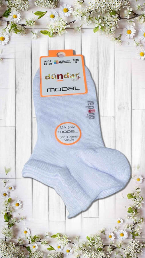 DÜNDAR,PLUS ÇOCUK MODAL PATİK (3-5-7-9-11) (8047)BEYAZ - DÜNDAR