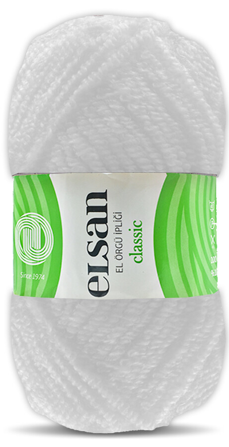 ELSAN,KALIN PATİKLİK 6/2,EL ÖRGÜ İPLİKLERİ BEYAZ - elsan