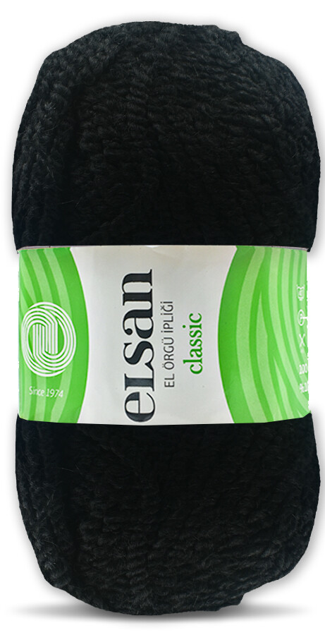 ELSAN,KALIN PATİKLİK 6/2,EL ÖRGÜ İPLİKLERİ SİYAH - elsan