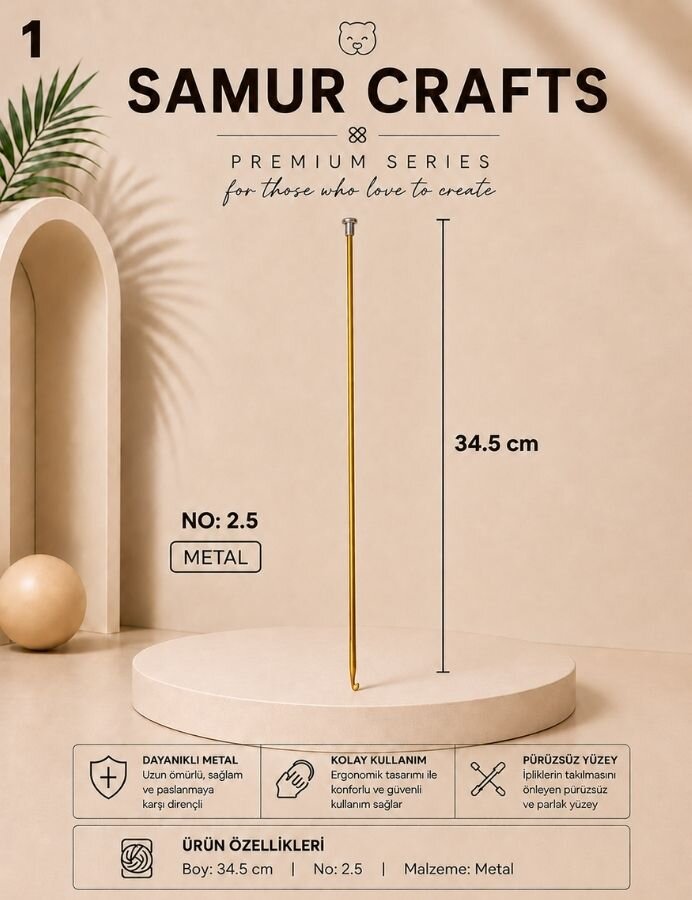 YABALI,35 CM GAGALI RENKLİ TIĞ NO:02,5 YBL-327 - YABALI