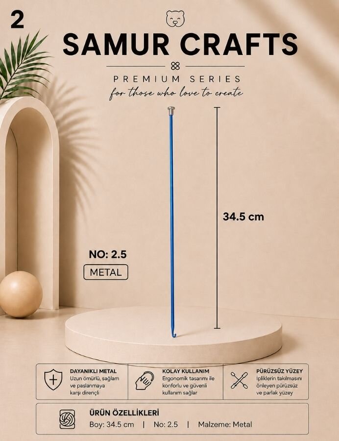 YABALI,35 CM GAGALI RENKLİ TIĞ NO:02,5 YBL-327 - 3
