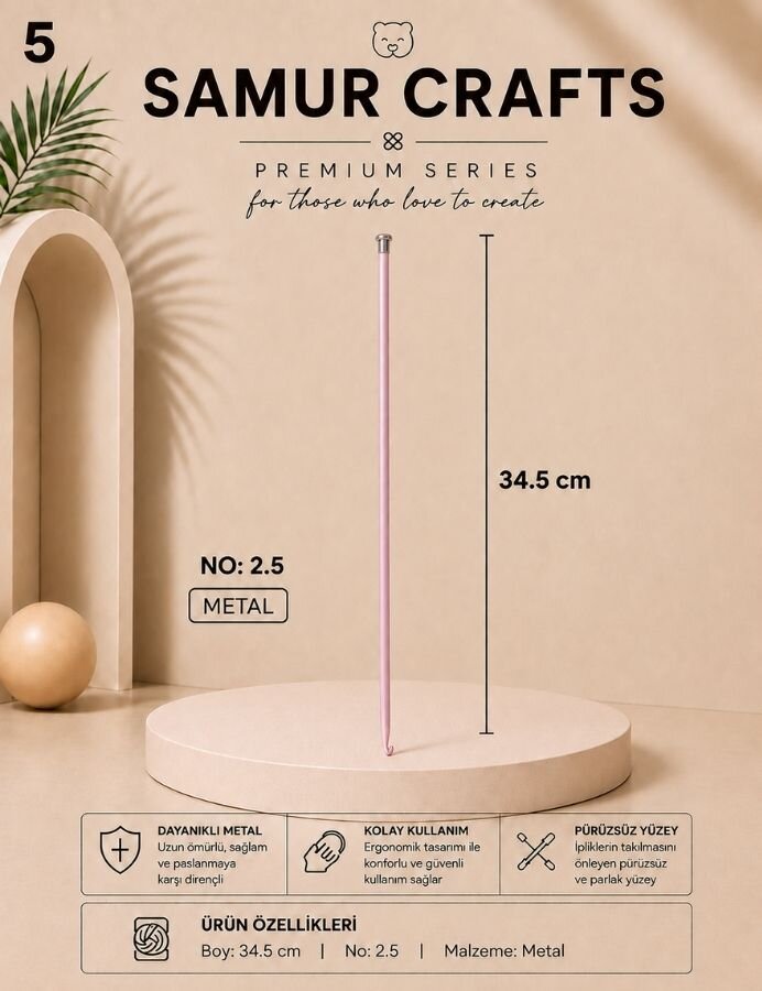 YABALI,35 CM GAGALI RENKLİ TIĞ NO:02,5 YBL-327 - 6