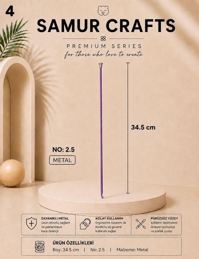 YABALI,35 CM GAGALI RENKLİ TIĞ NO:02,5 YBL-327 - 5