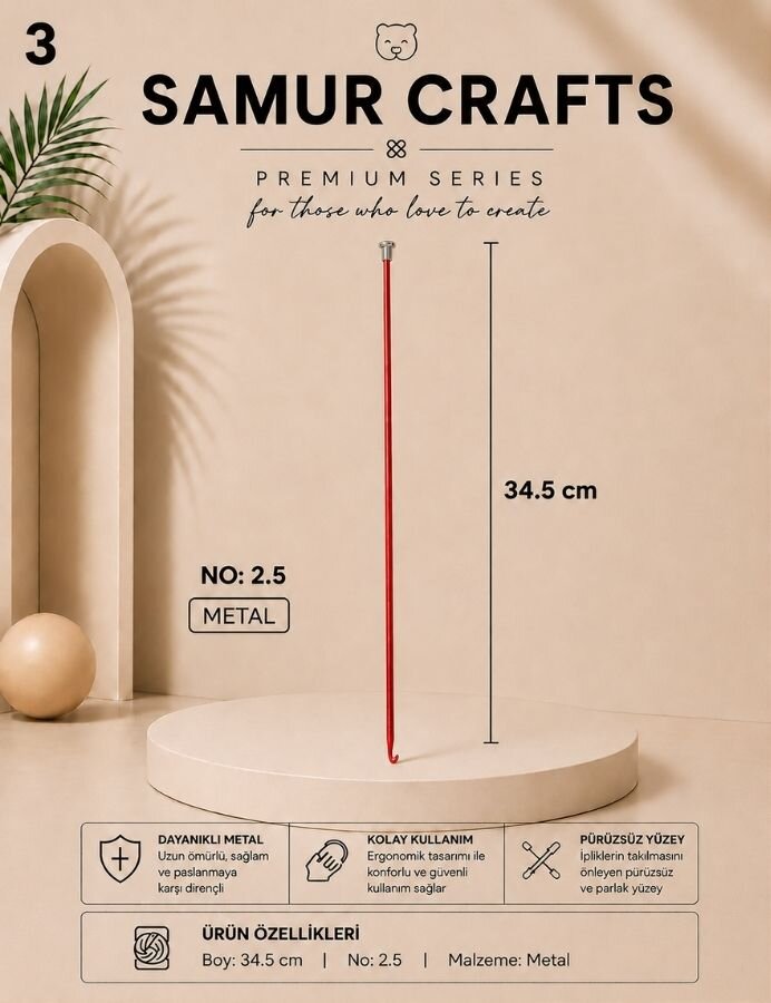 YABALI,35 CM GAGALI RENKLİ TIĞ NO:02,5 YBL-327 - 4