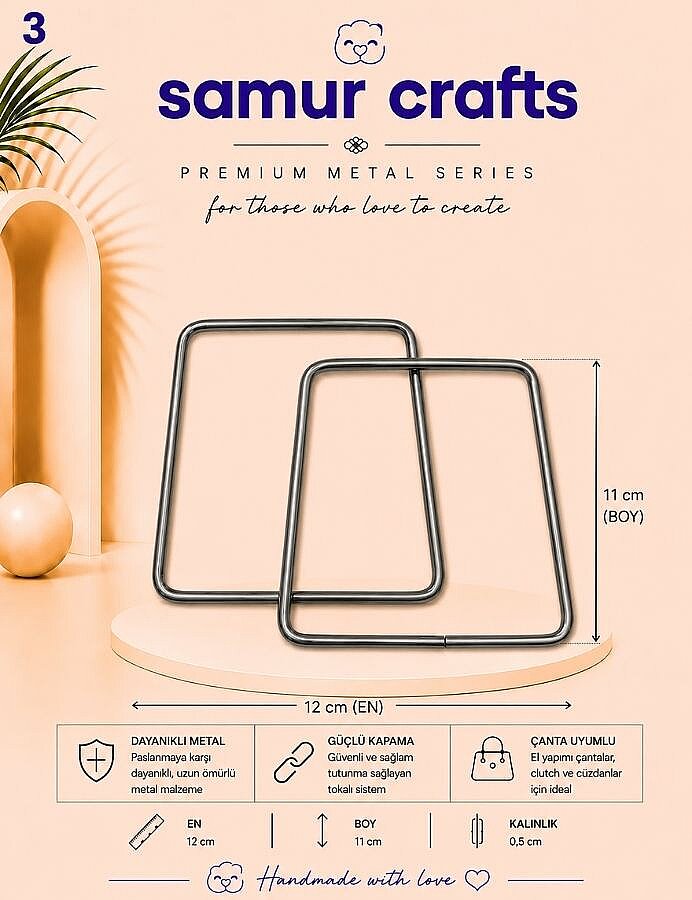 GORA, METAL ÇANTA SAPI KARE MODEL 11 CM - 3