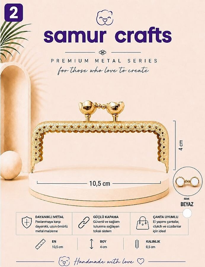 GORA,10,5 CM ÇİÇEKLİ ÇANTA BURSU - 2