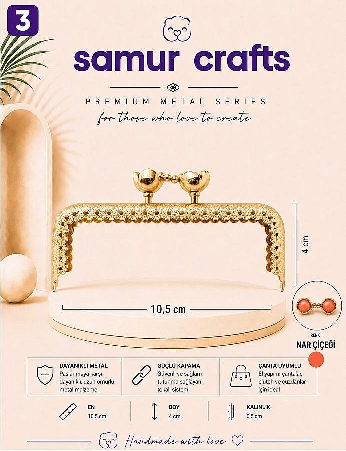 GORA,10,5 CM ÇİÇEKLİ ÇANTA BURSU - 3