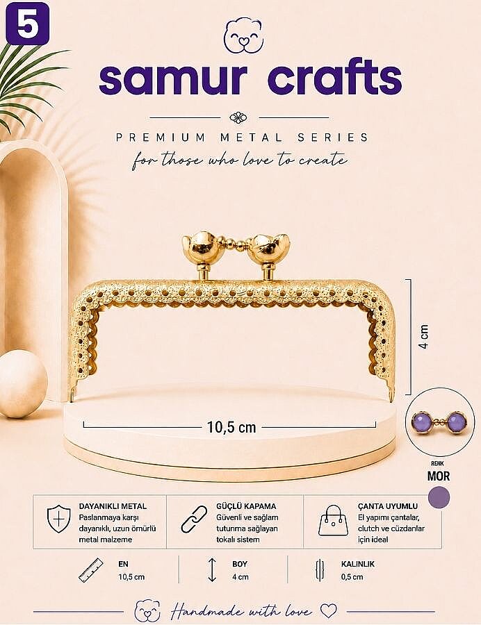 GORA,10,5 CM ÇİÇEKLİ ÇANTA BURSU - 5