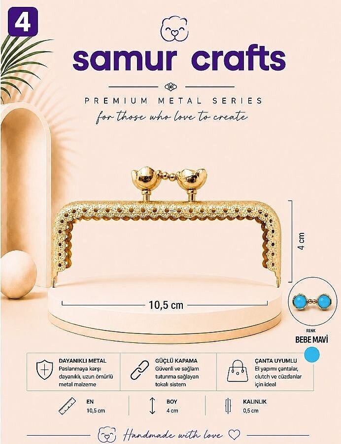 GORA,10,5 CM ÇİÇEKLİ ÇANTA BURSU - 4