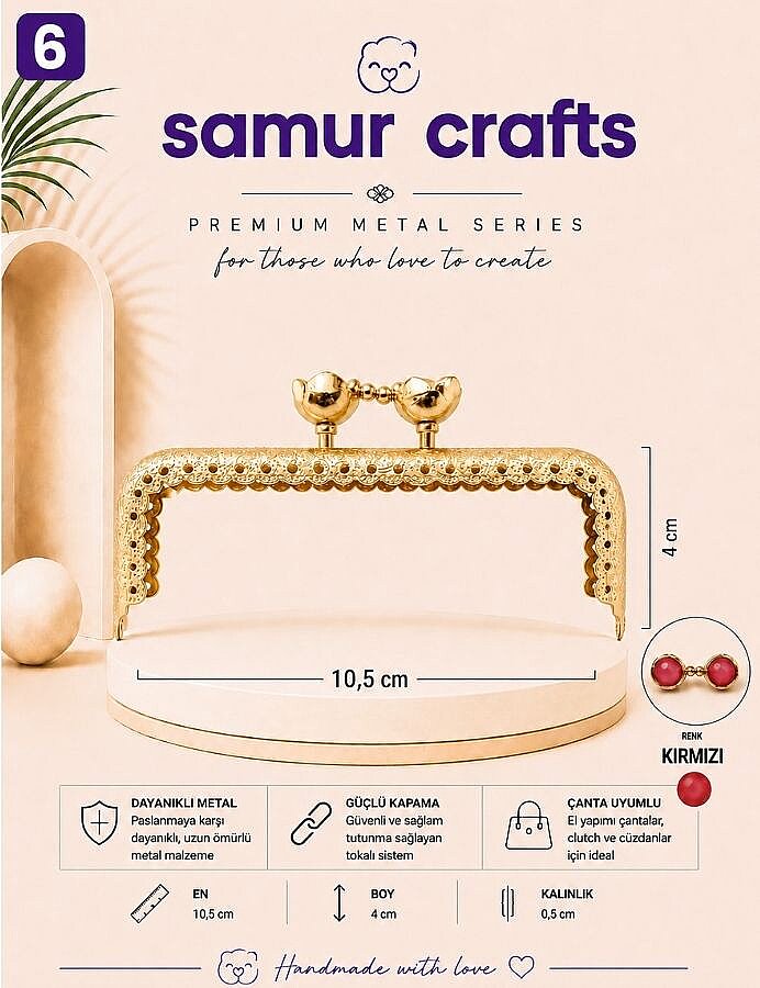 GORA,10,5 CM ÇİÇEKLİ ÇANTA BURSU - 6