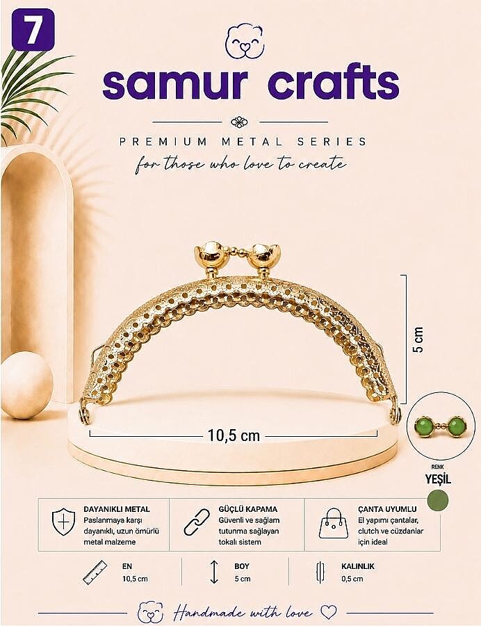 GORA,10,5 CM ÇİÇEKLİ ÇANTA BURSU - 7