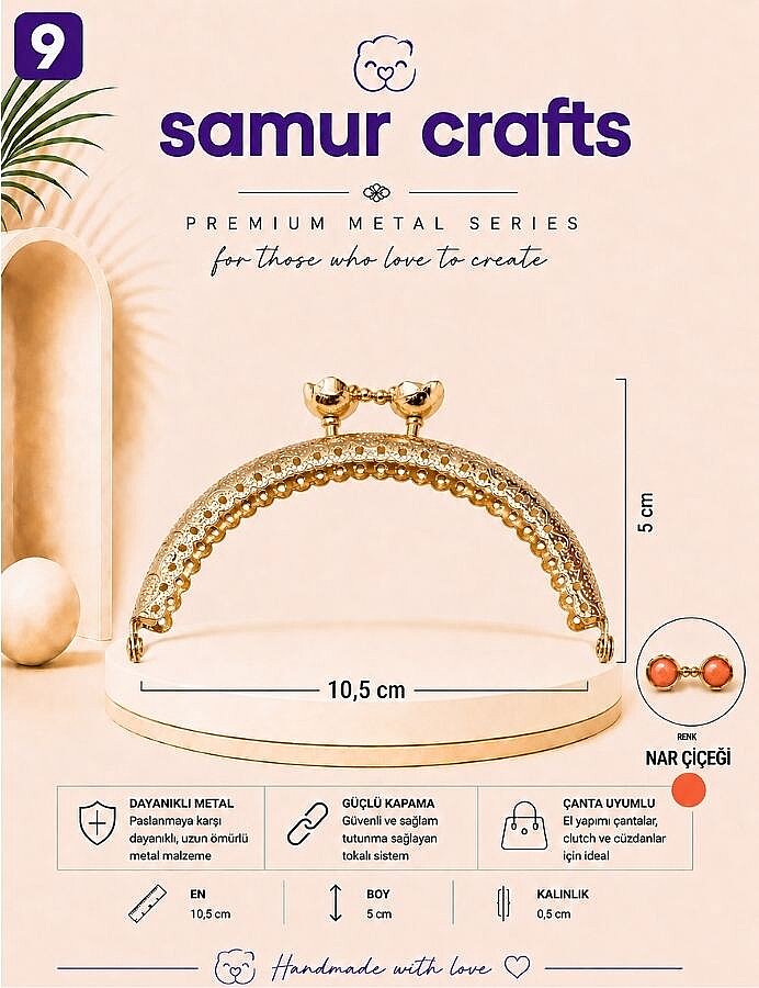 GORA,10,5 CM ÇİÇEKLİ ÇANTA BURSU - 9
