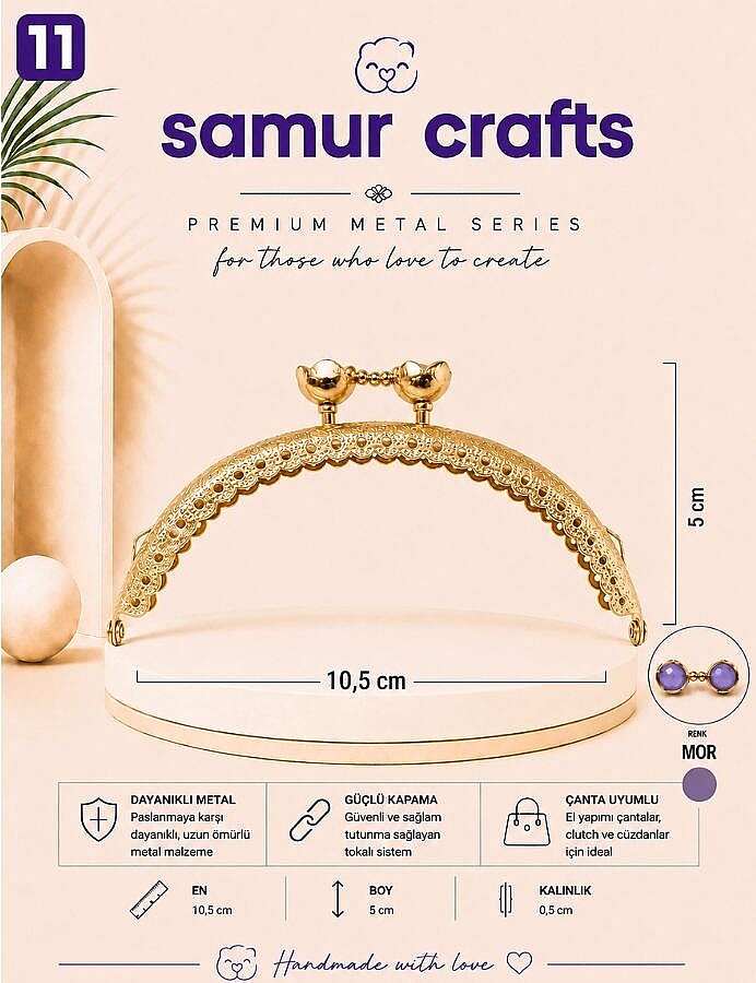 GORA,10,5 CM ÇİÇEKLİ ÇANTA BURSU - 11