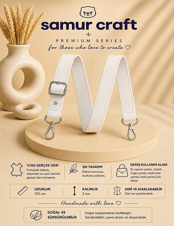 GORA,120 CM DERİ AYARLANABİLİR SAP BEYAZ - GORA