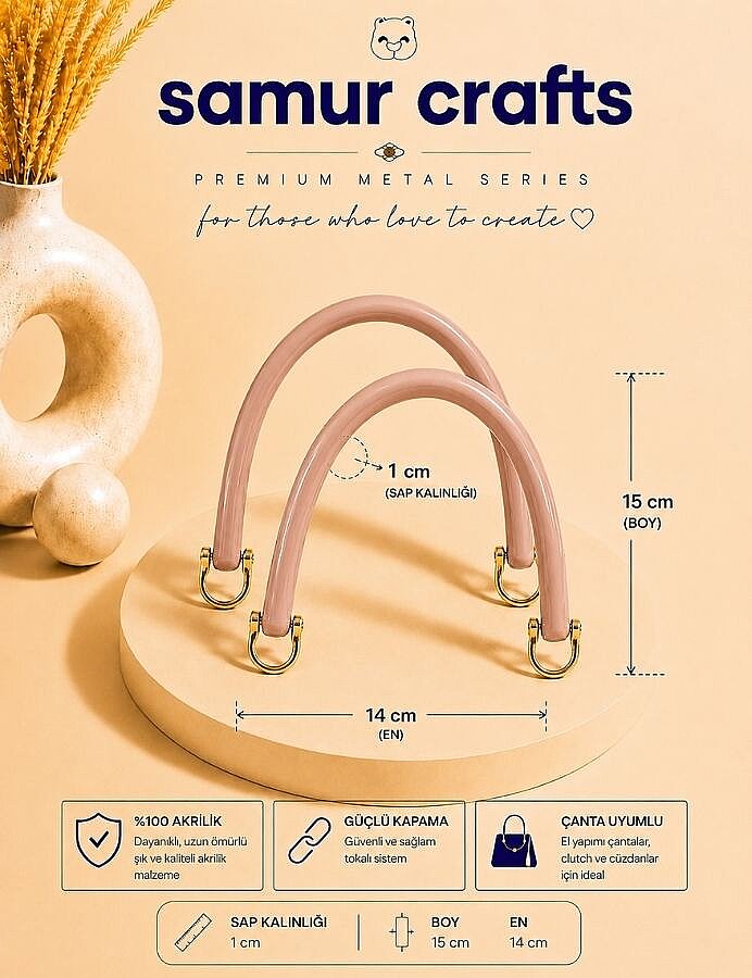 GORA,15 CM AKRİLİK ÇANTA SAPI TABA - 1