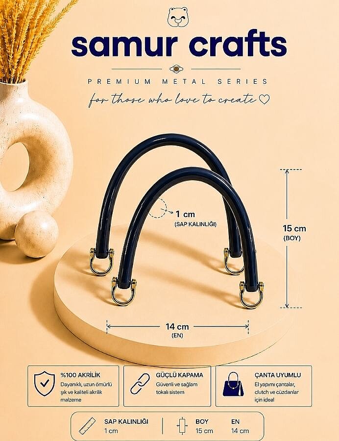 GORA,15 CM AKRİLİK ÇANTA SAPI LACİVERT - GORA