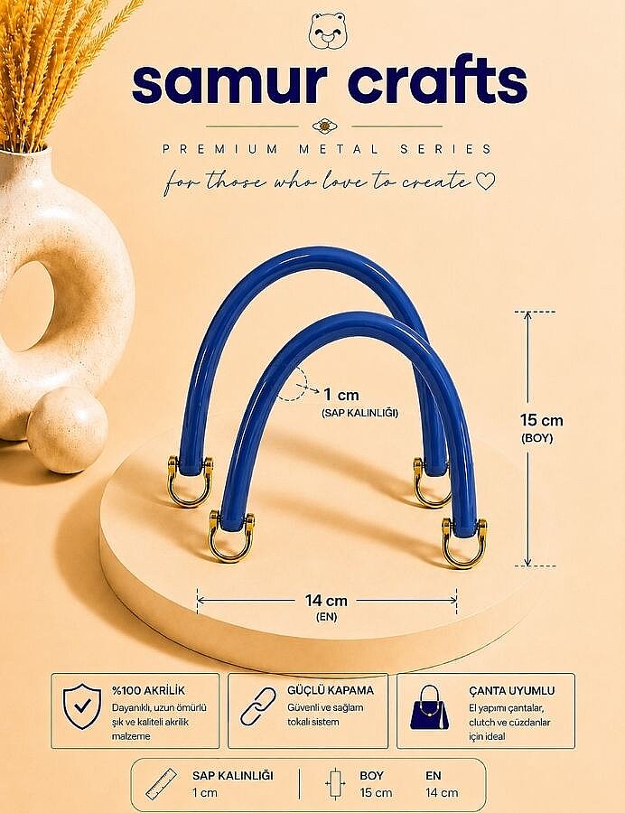 GORA,15 CM AKRİLİK ÇANTA SAPI MAVİ - 1