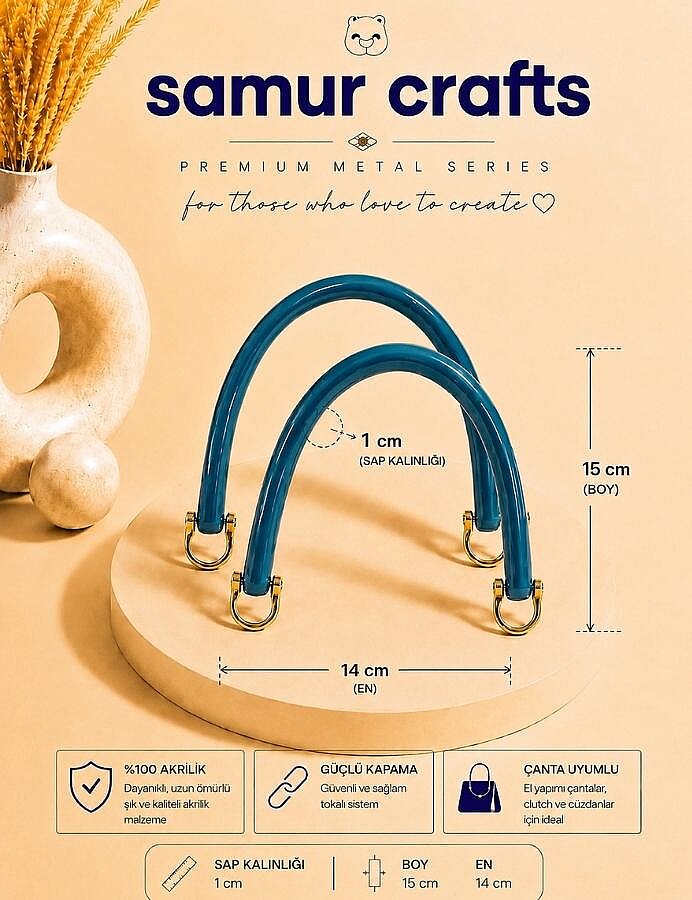 GORA,15 CM AKRİLİK ÇANTA SAPI TURKUAZ - GORA