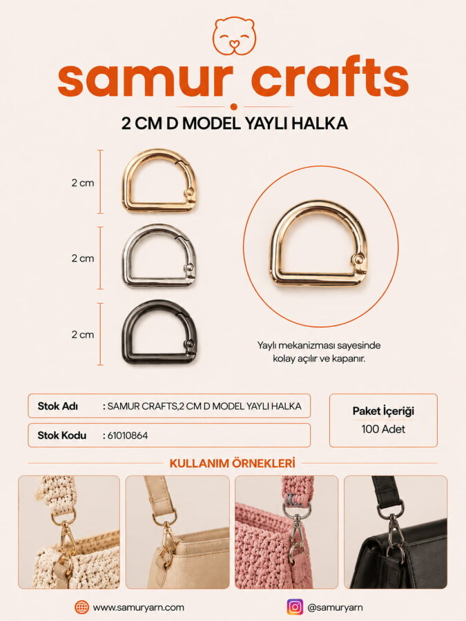 SAMUR CRAFTS,2 CM D MODEL YAYLI HALKA - 