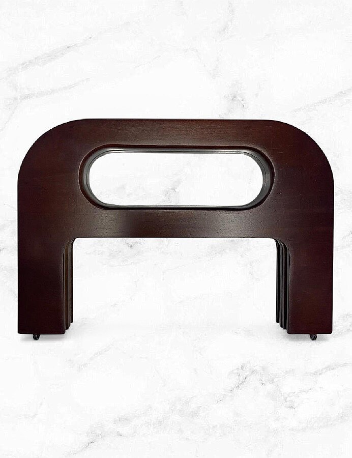 GORA,20 CM AHŞAP ÇANTA BURSU E MODEL KAHVE - 1