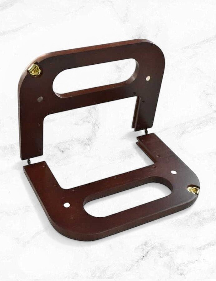 GORA,20 CM AHŞAP ÇANTA BURSU E MODEL KAHVE - 2
