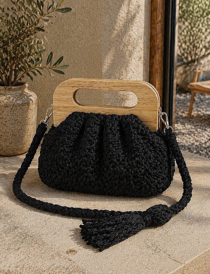 GORA,20 CM AHŞAP ÇANTA BURSU E MODEL HAM AHŞAP - 3
