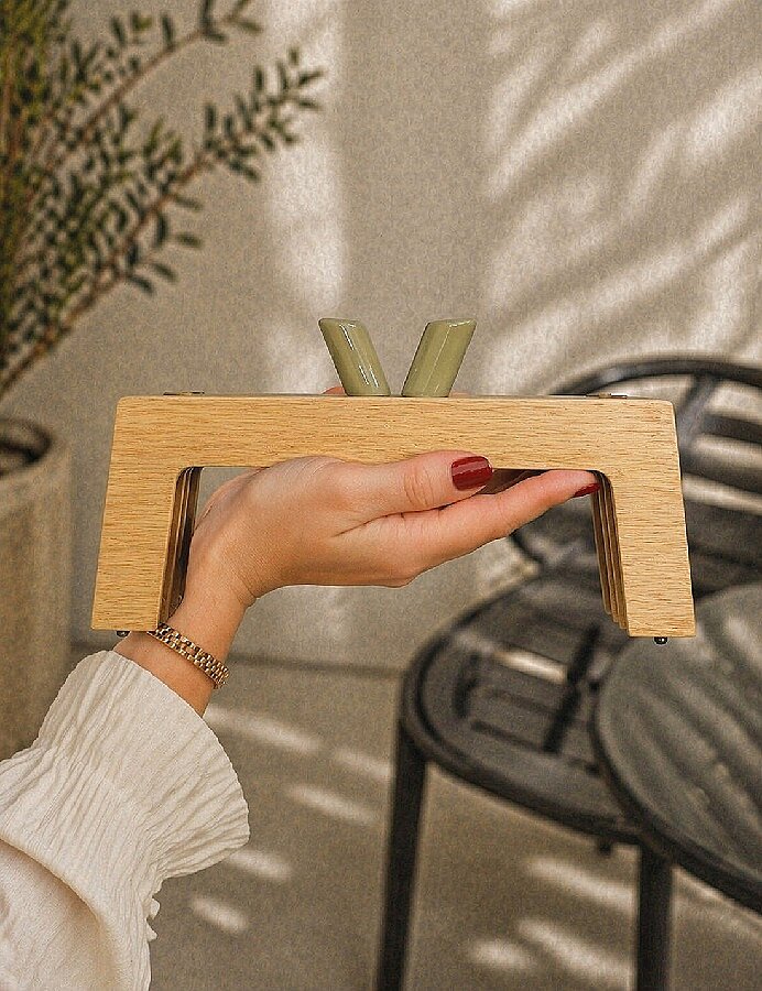GORA,23 CM AHŞAP ÇANTA BURSU HAM AHŞAP - 4