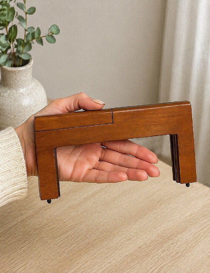 GORA,24 CM AHŞAP ÇANTA BURSU DİKDÖRTGEN MODEL - 3