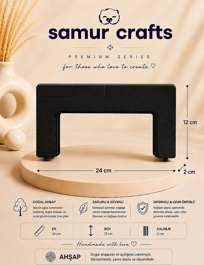 GORA,24 CM AHŞAP ÇANTA BURSU DİKDÖRTGEN MODEL - 