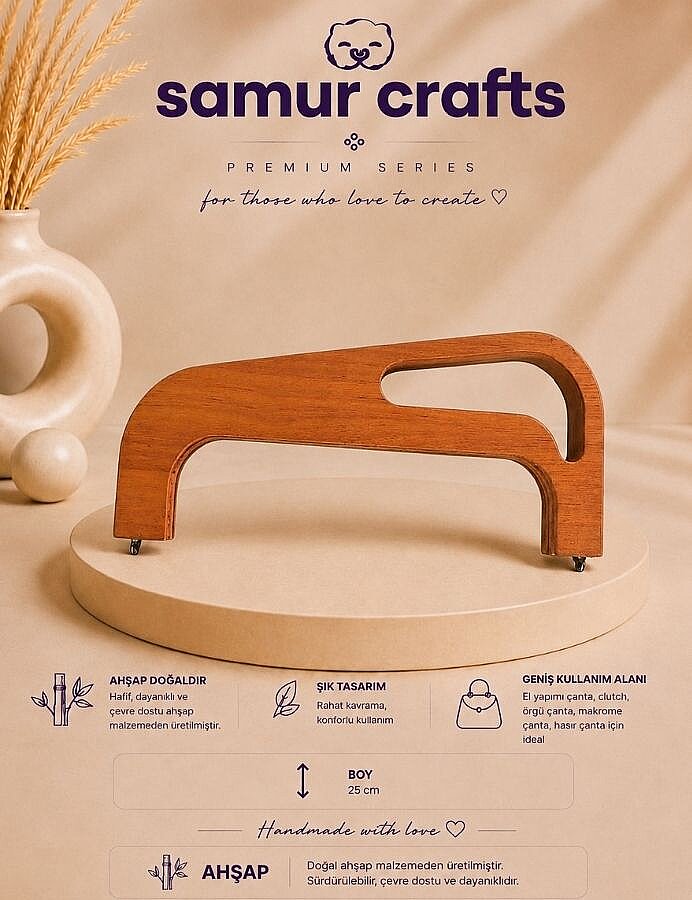 GORA,25 CM AHŞAP ÇANTA BURSU AHŞAP - GORA