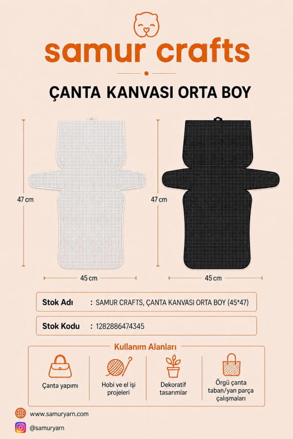 SAMUR CRAFTS,ÇANTA KANVASI ORTA BOY (45*47) - GORA